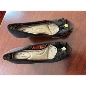 Dexflex comfort black open toe shoes size 7
